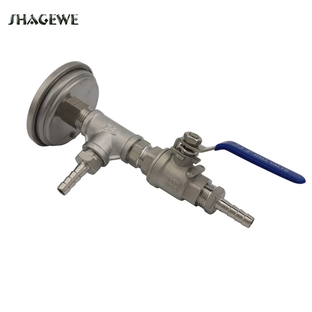 

Stainless Steel Weldless Kettle Ball Valve kit , Beer brewing 1/2"Tee & Hose Barb Homebrew Beer Bulkhead Thermometer Fitting