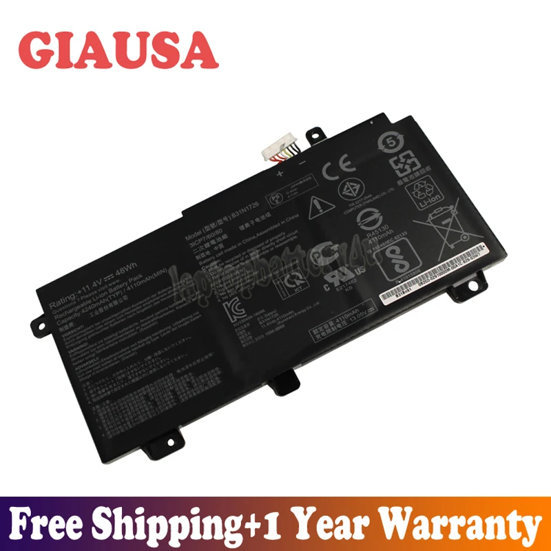 GIAUSA Новая батарея 11 4 V 48Wh B31N1726 для Asus FX80 FX80GD FX86 FX86FM FX86FE FX504 FX505 Series | Компьютеры и