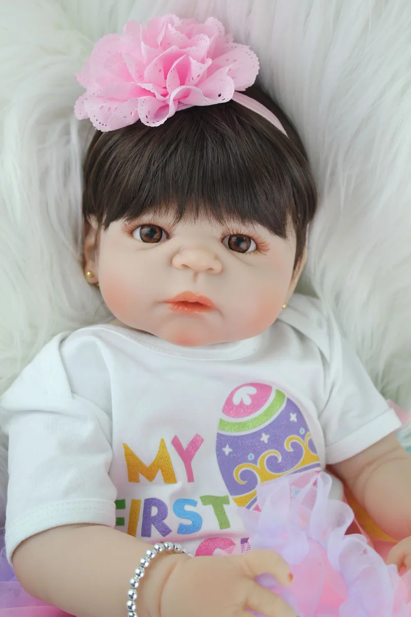 55 см полный силикон Bebe Reborn Девочка Кукла 2" Реалистичная кукла-Новорожденный принцесса Малыш Прекрасный Пасхальный яйца одежда подарок на день рождения