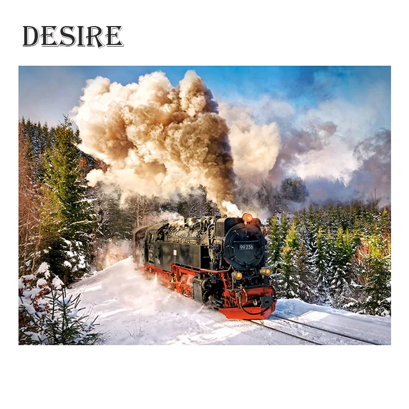 EASHRU алмазная живопись вышивка крестиком поезд лес железнодорожные пути