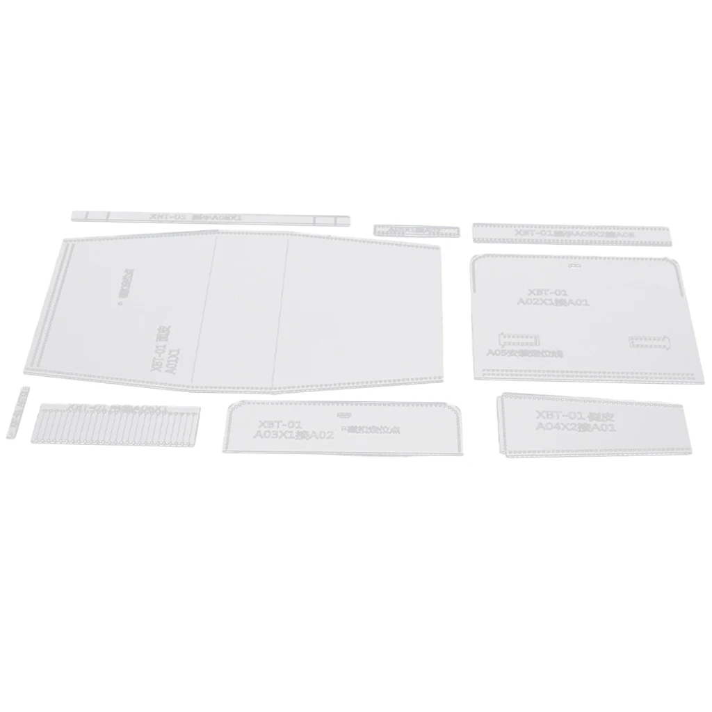 9pcs/set Handmade Acrylic Handbag Pattern Mould Stencil Template Set Leather Handcrafts