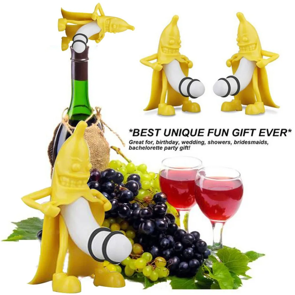 Funny Mr.Banana Wine Bottle Stopper Airlock Kit Corkscrews Soda Wine Beer Bottle Opener Cork
