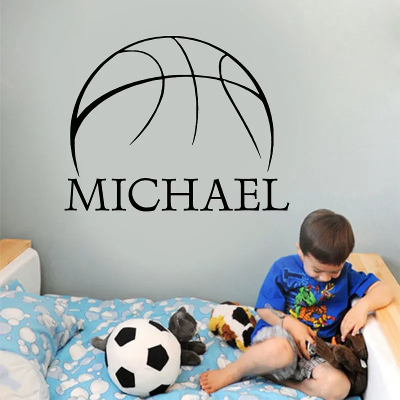 Customize name with Soccer ball; Basketball; Football Removable wall sticker