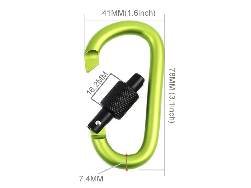 Aluminium Alloy D Shape Climbing Carabiner Size