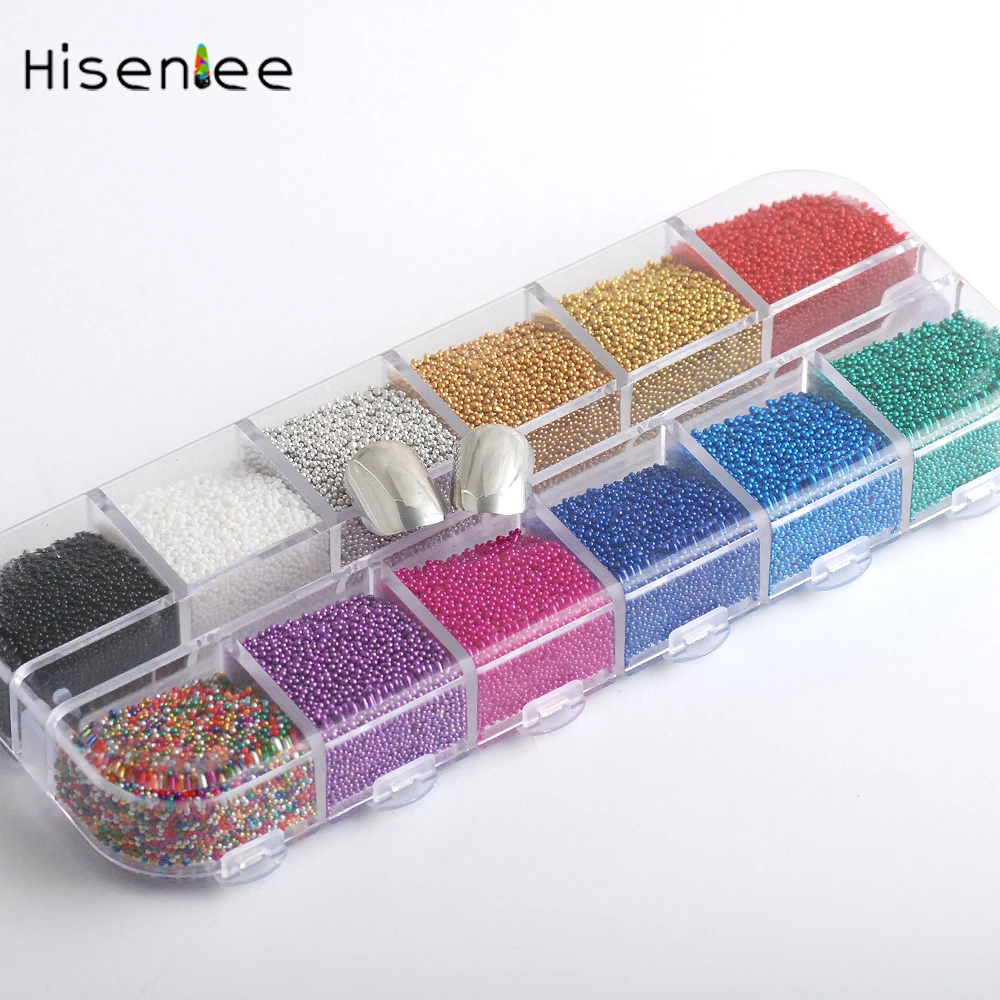 

Trend Caviar Nail Art 12 Colors Micro Ball Crystal Nail Caviar Beads Glass Decorations Tips Nail Art Set 1 Box Mini Bead
