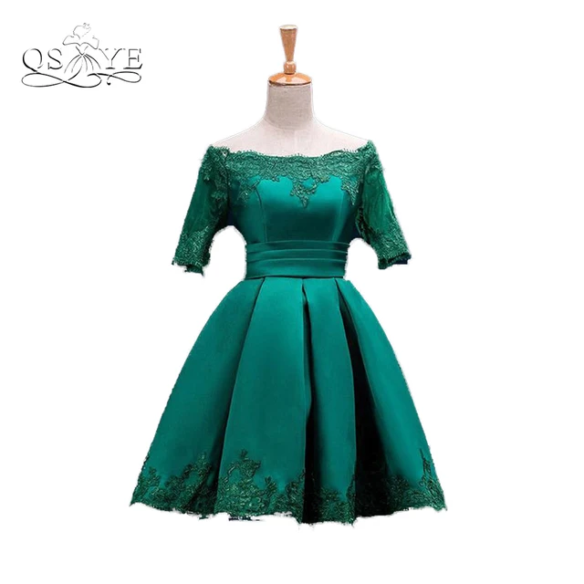 Vintage Prom Dresses Lace Half Sleeve