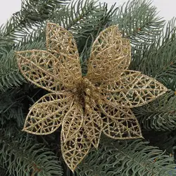 8 шт./лот, украшения для рождественской елки, липкая пудра, полые высококлассные Рождественские цветы, украшения для дома, свадьбы