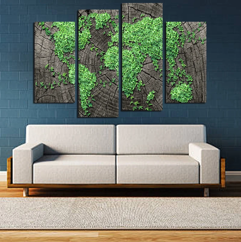 4 Pieces Abstract Globle Word Map Canvas Wall Art (23)