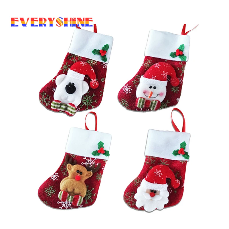 

1pcs Xmas Tree Decoration Santa Claus Snowman Gift Holders Christmas Stockings Candy Bags for Home Decor Ornaments SD290