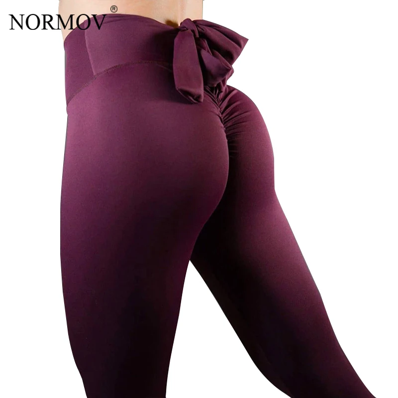 

NORMOV Sexy Push Up Leggings Women Workout Patchwork High Waist Bow Leggins Mujer Black Bodybuilding Stretch Jeggings 3 Color