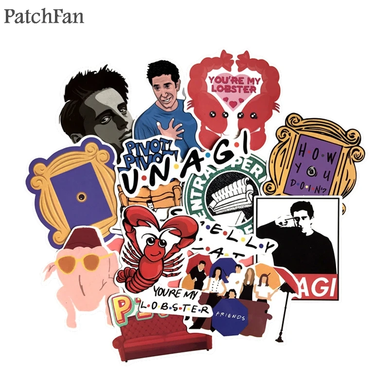 Patchfan 34 шт. с надписью ТВ шоу Friends (вентиляторы ПВХ водонепроницаемые наклейки на