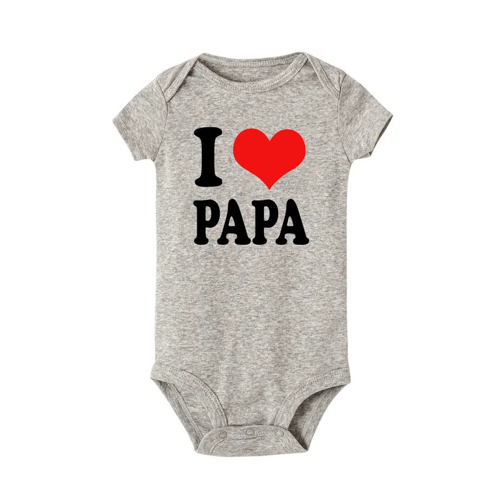 Боди для малышей с надписью «I Love Mama and I Love Papa»; комбинезон для близнецов; одежда для малышей; белая одежда; мягкая хлопковая летняя одежда для малышей