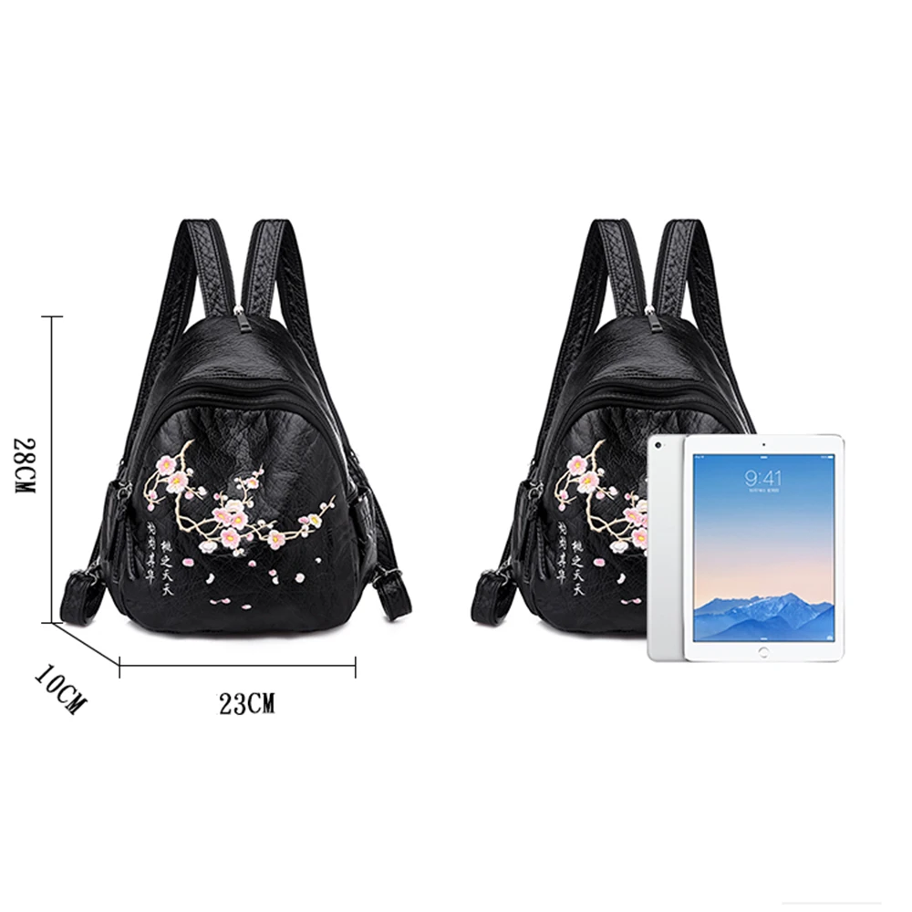 3 в 1 женский маленький рюкзак с вышивкой в китайском стиле, подвесной светильник для дам, Высококачественная кожаная сумка с эффектом потертости, Mochila Femme