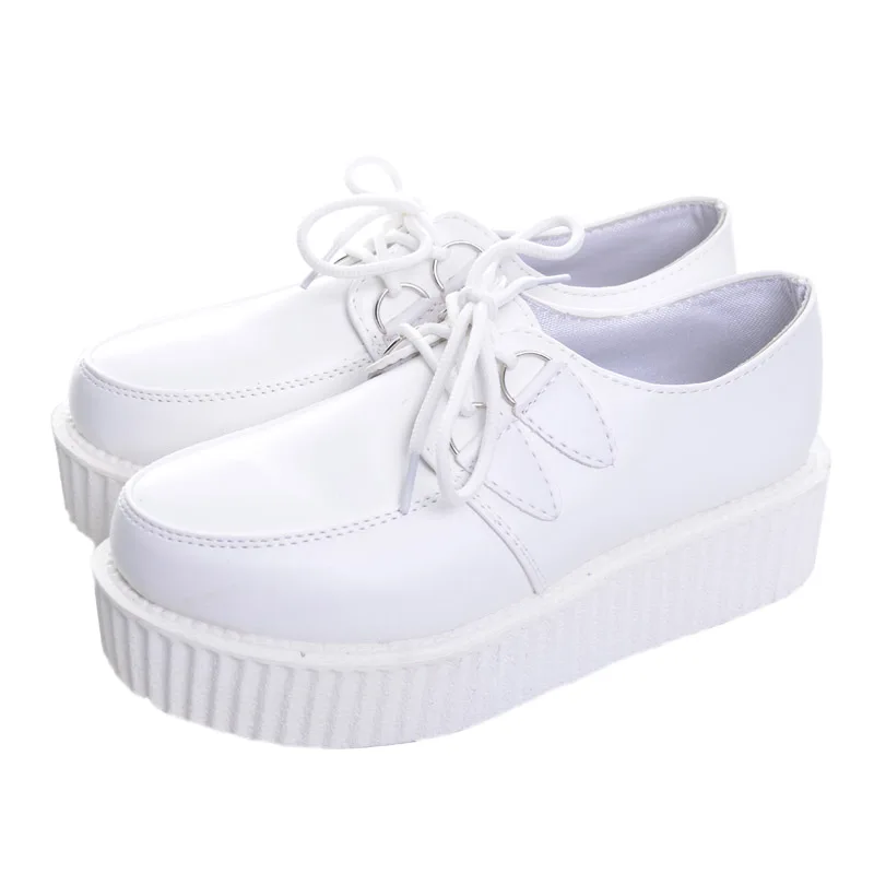 2019 г. весенняя обувь на плоской платформе шнуровке из искусственной кожи женская