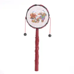 Детские Мультяшные колокольчики пластиковые китайские традиционные погремушка, барабан, вращение игрушки для ребенка