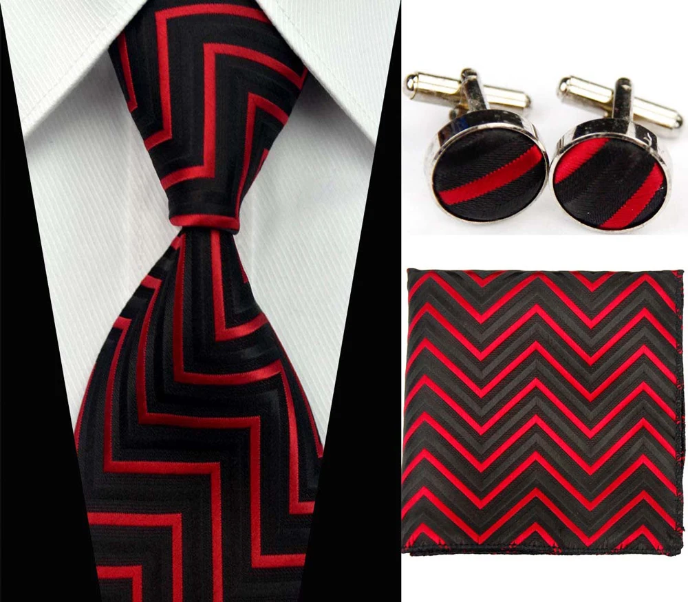 Наборы галстуков для мужчин Gravatas Мужские аксессуары широкий шелковый галстук набор геометрический плед деловой носовой платок запонки#29g