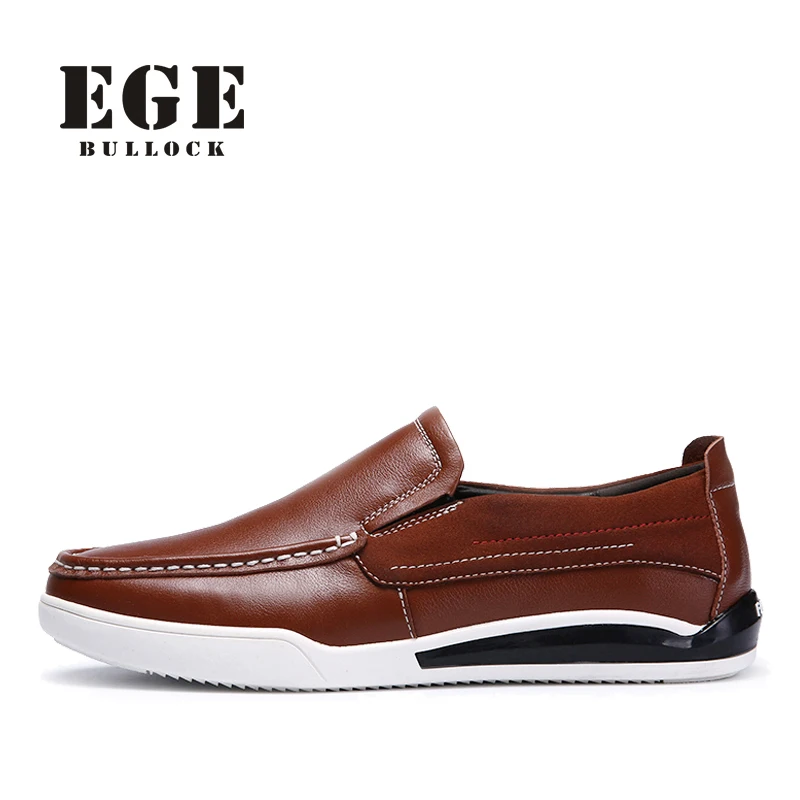 

Men Loafers EGE Brand Fashion Handmade Genuine Cow Leather Slip-On Spring New Arrival Male Flats Black Soft Causal Shoes Men