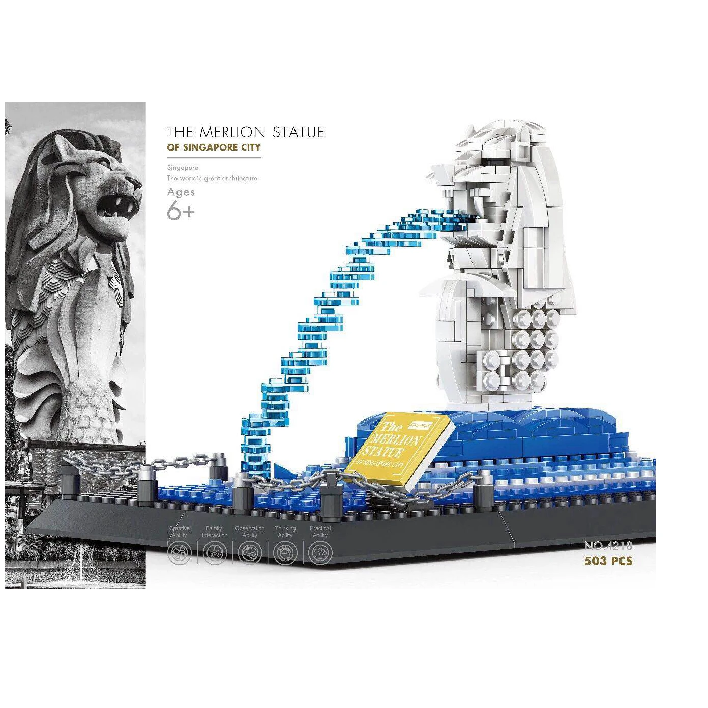 Wange 4218 серия создателей модель Merlion Набор строительных блоков классическая
