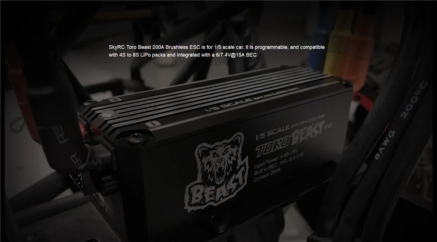 Программируемый SKYRC Торо зверь V2 200A бесщеточный ESC RC автомобиль с 6 V 7,4 V 15A BEC Выход для 1/5 внедорожный дорожный автомобиль