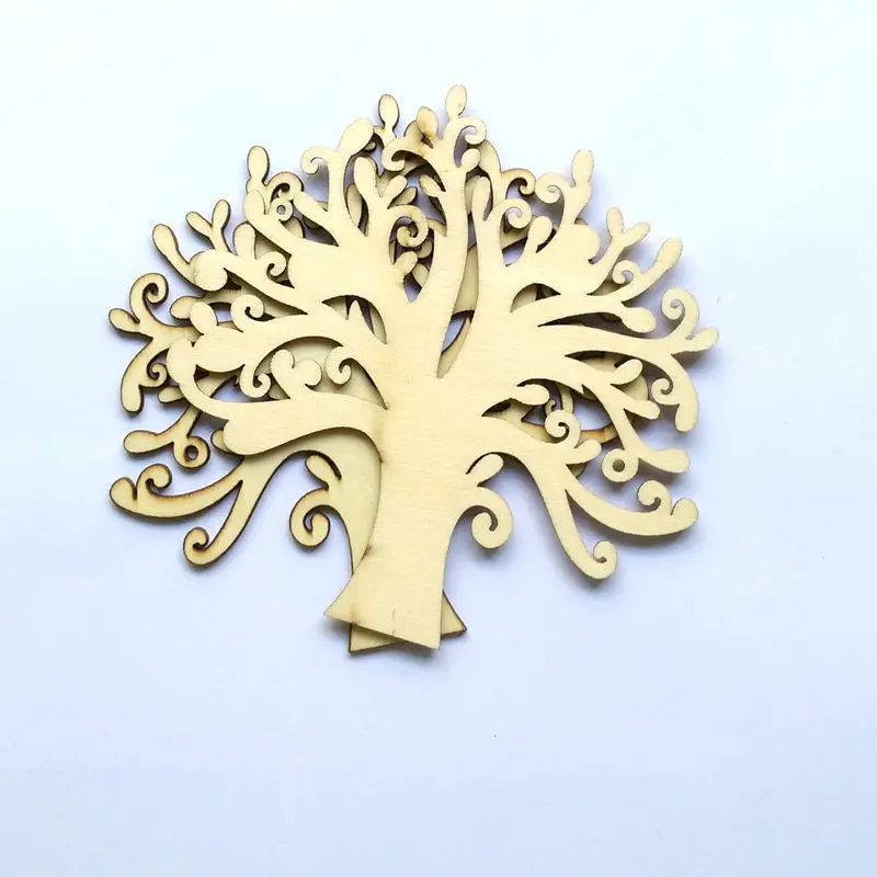 Craft Blank Shape SBT Wooden MDF Tree Set inc 12 free hearts and Family word 