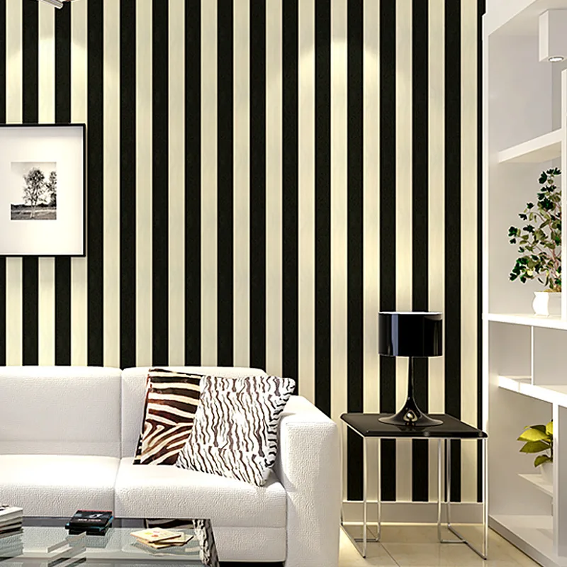 

beibehang Pvc hotel engineering wallpaper simple black and white vertical stripes wallpaper living room bedroom decorative wall