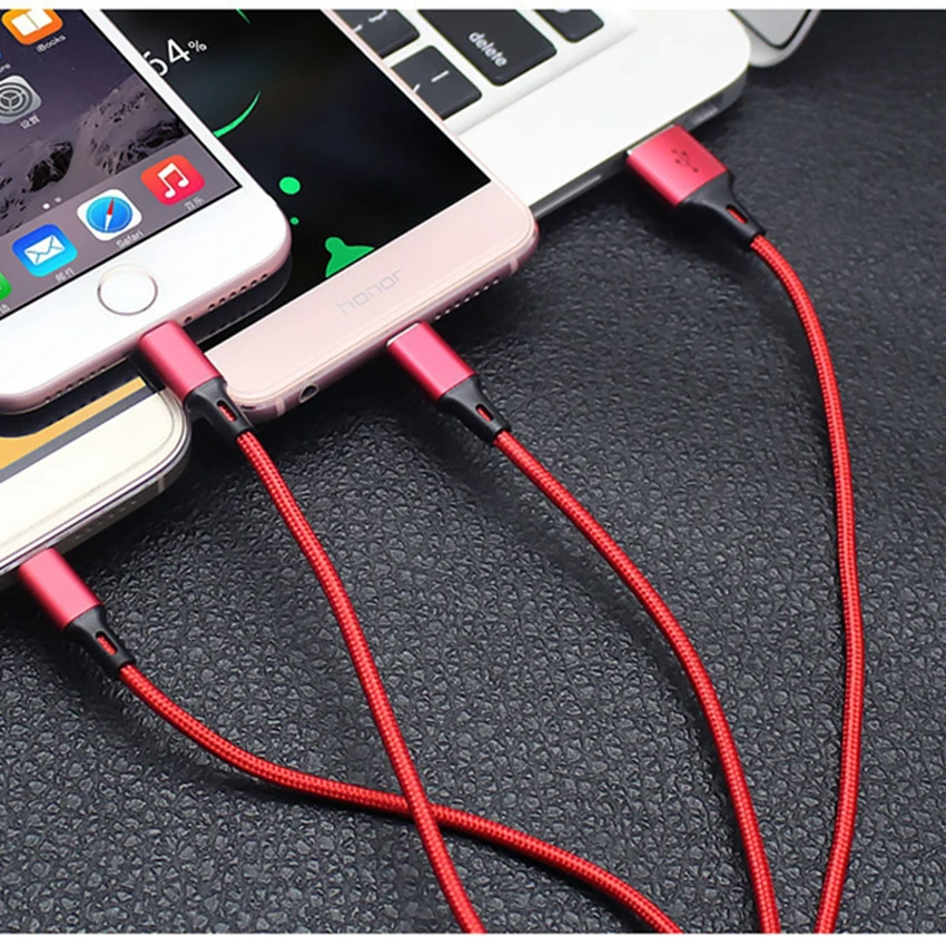 CHOETECH 3 في 1 كابل يو اس بي شحن 2.4A USB نوع C المصغّر USB كابل متعددة الهاتف المحمول الكابلات ل فون XS ماكس سامسونج xiaomi