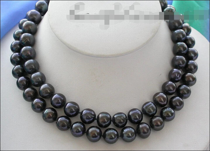

Free shipping >>>>>z3729 30" 12MM black round FRESHWATER cultured PEARL necklace