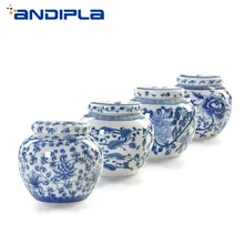 Mini latas de té de porcelana azul y blanca chinas, minilatas de té de viaje, juego de té Kung Fu, tanque de almacenamiento de cerámica, jarra de decoración Vintage para el hogar