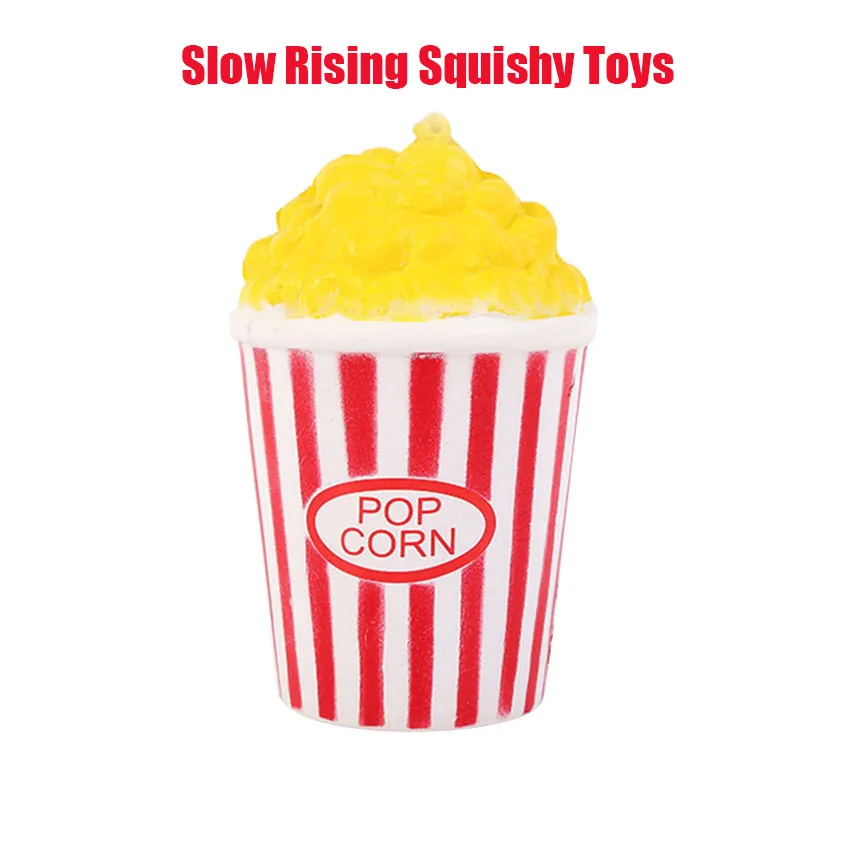 Cute 11CM Jumbo Squeeze Popcorn Squishy Bread Soft Slow Rising Pop Corn with Cup Phone Straps DIY Decor Kids Toy Gift | Мобильные
