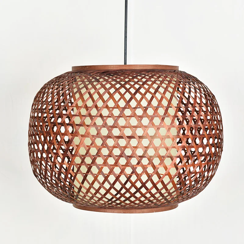 Бамбук шарик подвесные светильники ручной ткацкий древесины трикотажные подвесной светильник для мастер Спальня отель столовая дома G010