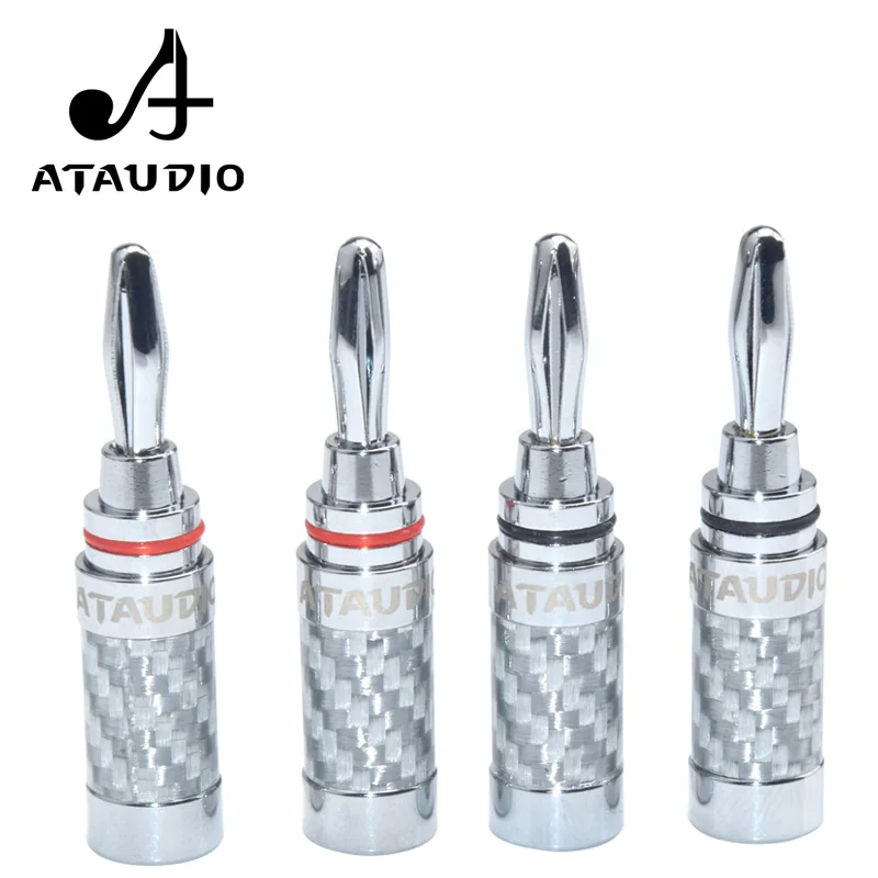 

8 PCS ATAUDIO Hifi Carbon Fiber Banana Plug High Quality Rhodium Plated Speaker Cable Banana Connector