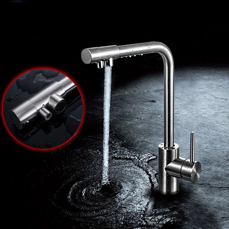 

SUS 304 Stainless Steel Two Functions Direct Drinking and Washing Kitchen Faucet Water Sink Mixer