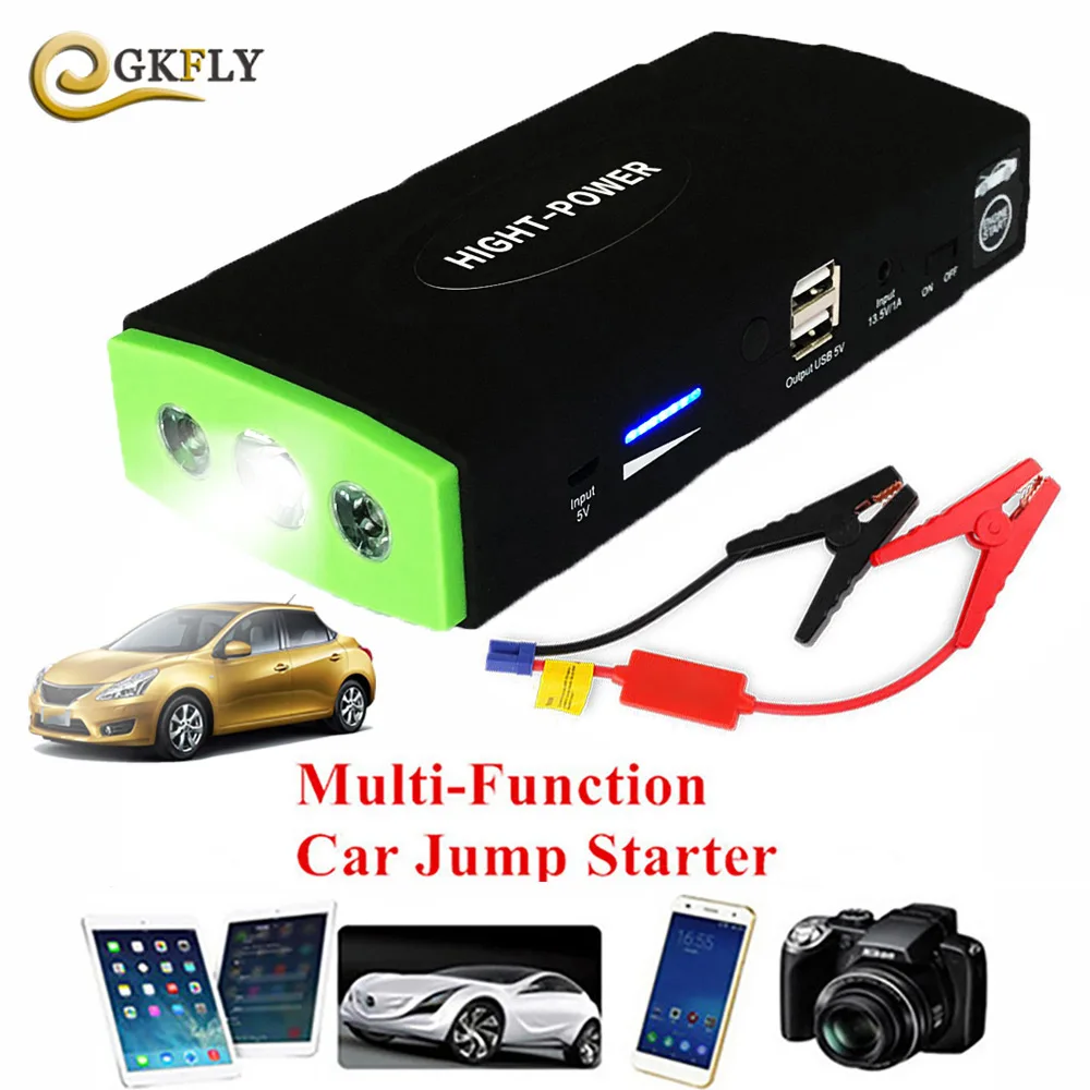 Tanie 2019 wysokiej mocy awaryjnego samochodu 12V akumulator samochodowy skok startowy wzmacniacz przenośny banku mocy 600A szczyt wielofunkcyjny urządzenie do