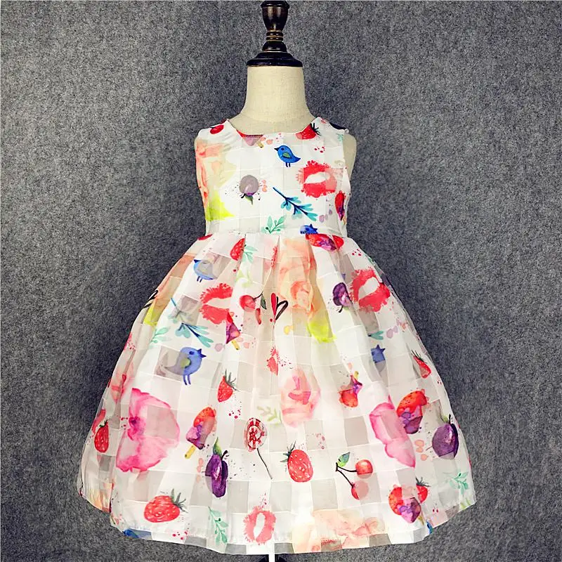 Kseniya kids/летнее платье для девочек с изображением животных с принтом "Конфеты" Цвет из пряжи и тюля, платье на день рождения для малышей, одежда для девочек Детские платья - Цвет: Белый