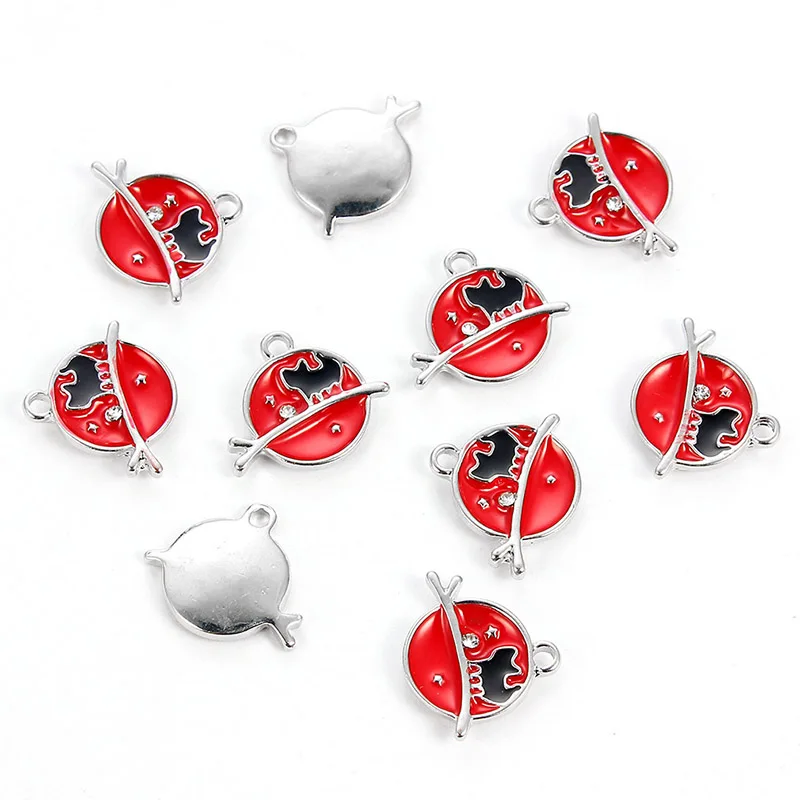 10 Красный Белый Многоцветный Сплав Эмаль Кошка ветви дерева подвески для девочек женщин DIY ожерелье кулон ювелирные изделия аксессуары - Окраска металла: Red