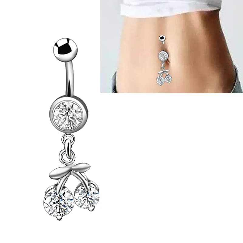 Fashion Cherry Dangle Belly Rings Navel Piercing Ombligo Nombril 