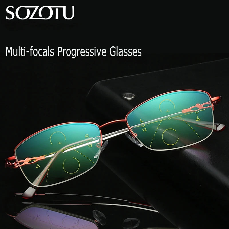 SOZOTU Multi-focal прогрессивные очки для чтения женщин очки при дальнозоркости очки для See Distance & Near + 2,0 + 2,5 + 3,0 + 3,5 YQ631