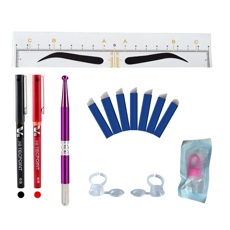 

Tattoo Supplies Eyebrow Microblading Set Permanent Makeup Beauty Practice Tools Eyebrow Ruler Ring Cups Tattoo Kit for Sale