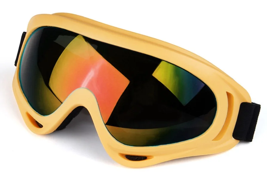ПРОХЛАДНЫЙ Лыжах Очки Ветрозащитный Снег Сноубордист Лыжные Очки Мотокросс Очки UV400 Очки Зима Пыле Женщины Мужчины страйкбол игра Очки лыжные очки - Цвет: YellowFrame Red Lens