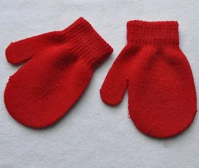 Детские перчатки для малышей, красные варежки, перчатки для мальчиков и девочек, однотонные зимние детские перчатки, 7 цветов