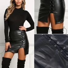 KLV Женская модная пикантная облегающая черная облегающая мини-юбка из искусственной кожи облегающая женская юбка с завышенной талией, облегающая бедра, одежда для вечеринок, большие размеры
