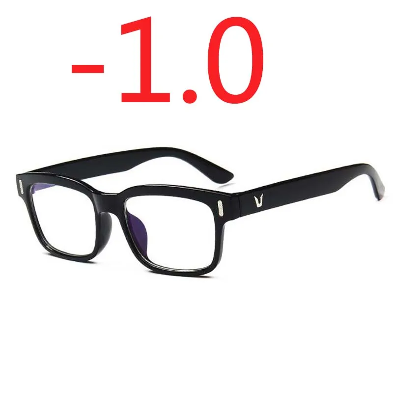 Популярные студенческие оптические очки, черная оправа для мужчин и женщин, очки для близорукости, очки-1,0-1,5-2,0-2,5-2,5-3,0-3,5-4,0 - Цвет оправы: myopia 100