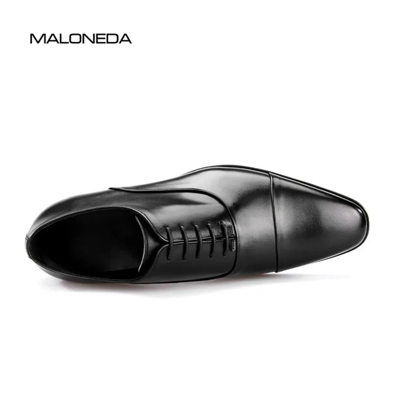 Vestir Negocios Maloneda Hecha Hombre naranja A Para Mano Planos De Negro Suela Marca Formal Cuero Moda Nueva Zapatos Goma qnH0qA