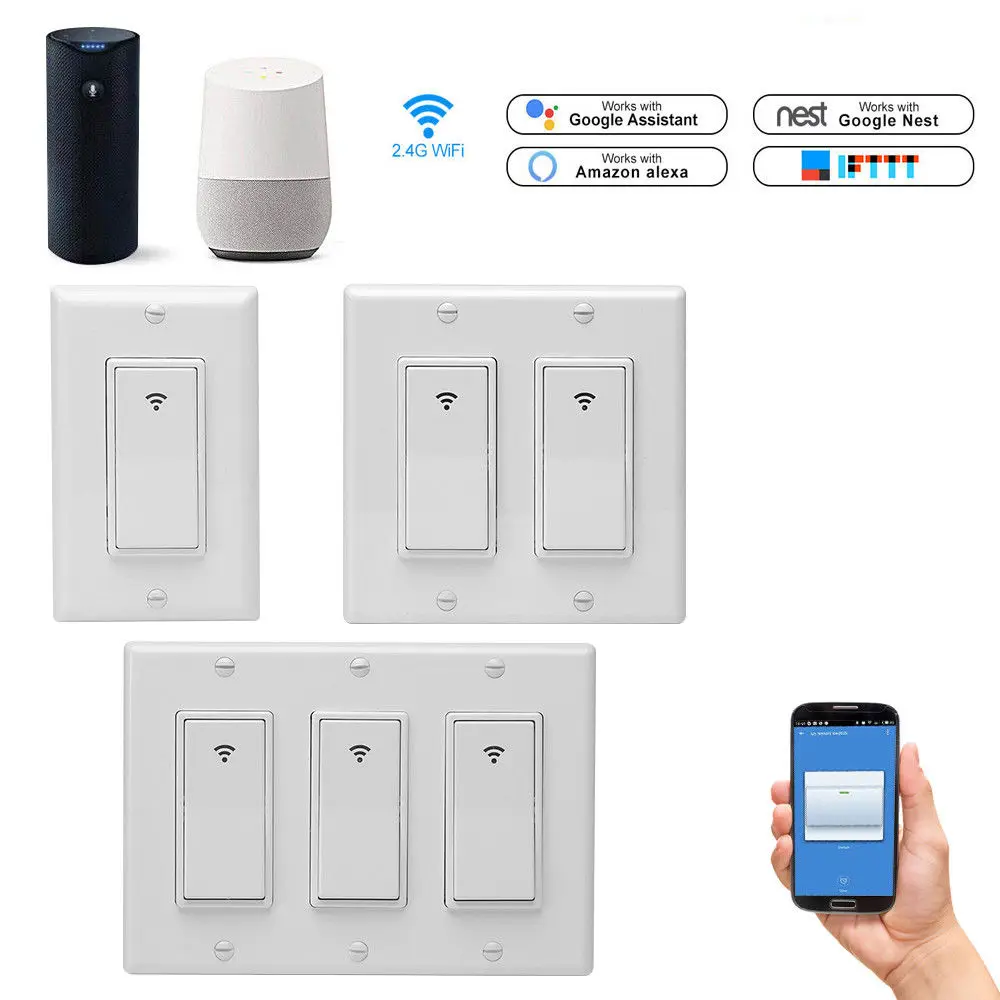 

Timethinker Smart Wifi Switch DIY Domotica Wall Switch US 1/2/3 Gang for Alexa Google Home IFTTT Smart Life APP Remote Control