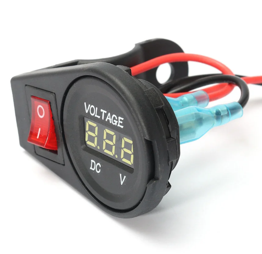 Universal DC 12-24V Multi Color LED Digital Display Car Motorcycle Voltmeter Waterproof With Switch