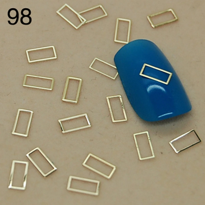 K98 rectangle Golden Metal Nail Art Jewelry Nail Decoration Tiny Slice