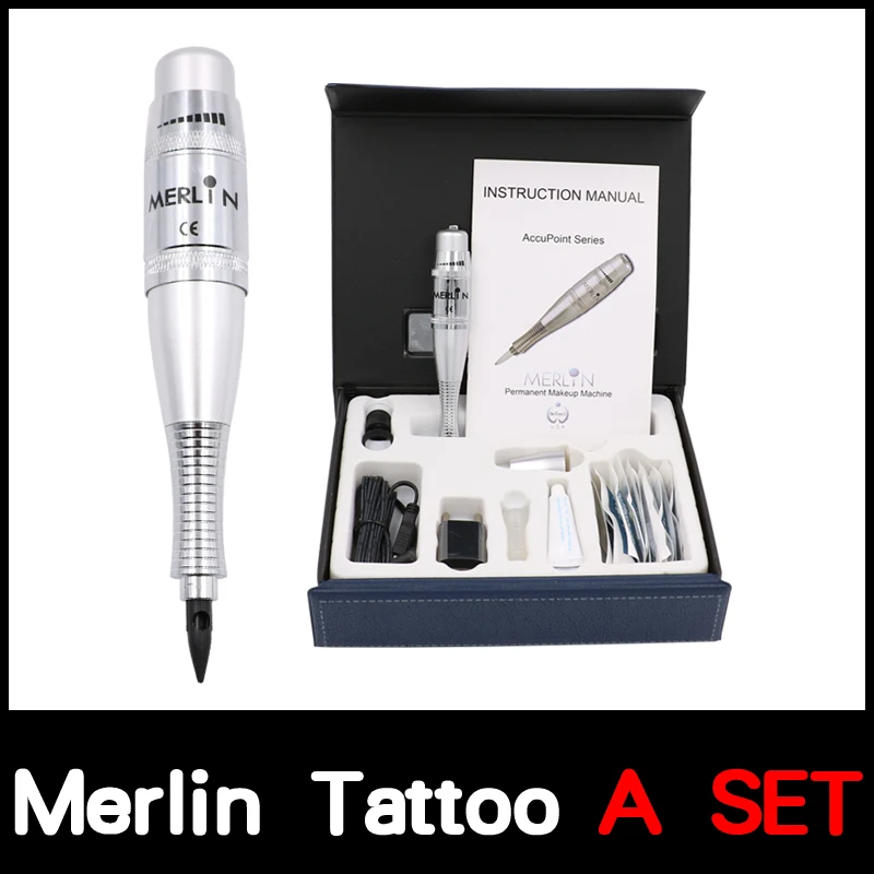 

Original USA biotouch Merlin Tattoo machine Kits Permanent Makeup machine Cosmetic Kit With Foot Pedal Tattoo Gun Needle GOOCHIE