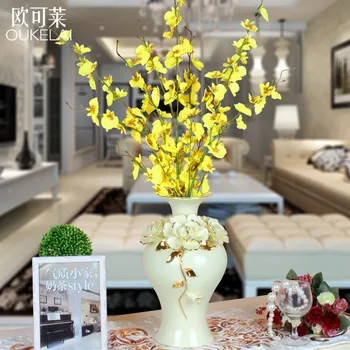 

The living room bedroom high decorative fabric silk flowers orchid flower yellow blue white blue dance dance