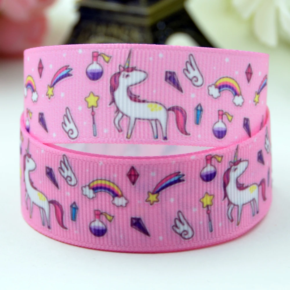 

7/8'' (22mm) Unicorn Cartoon Character printed Grosgrain Ribbon party decoration satin ribbons X-01511 OEM 10 Yards