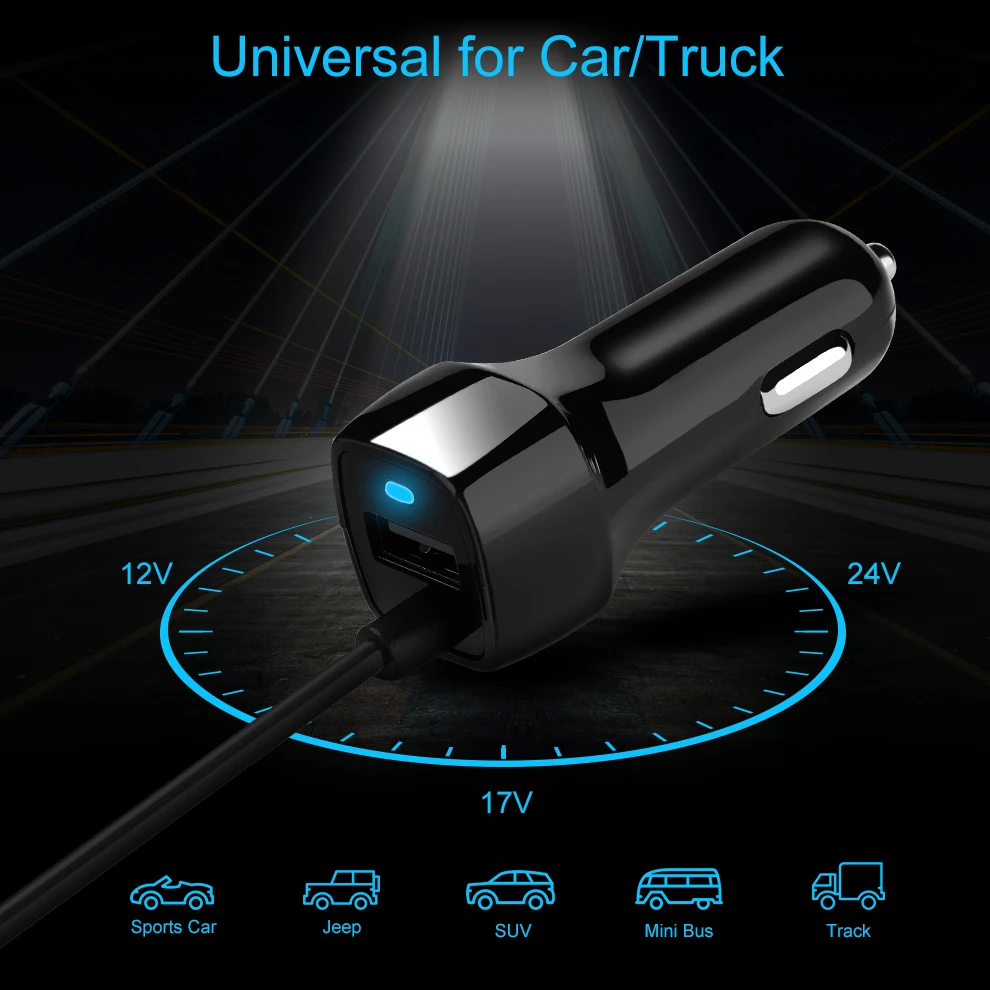 SeenDa Universal Car Charger with Cable Cellphone USB Fast Charger For Samsung S9 S8 Plus S6 S7 Edge Plus For iPhone 6 6s 7 8